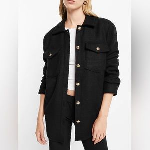 Express Tweed Novelty Button Oversized Shacket s